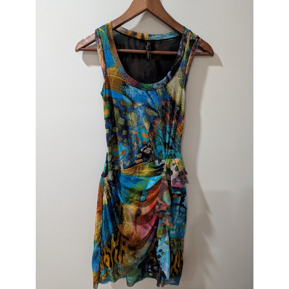 Elana Kattan Colorful Sleeveless Mesh Dress